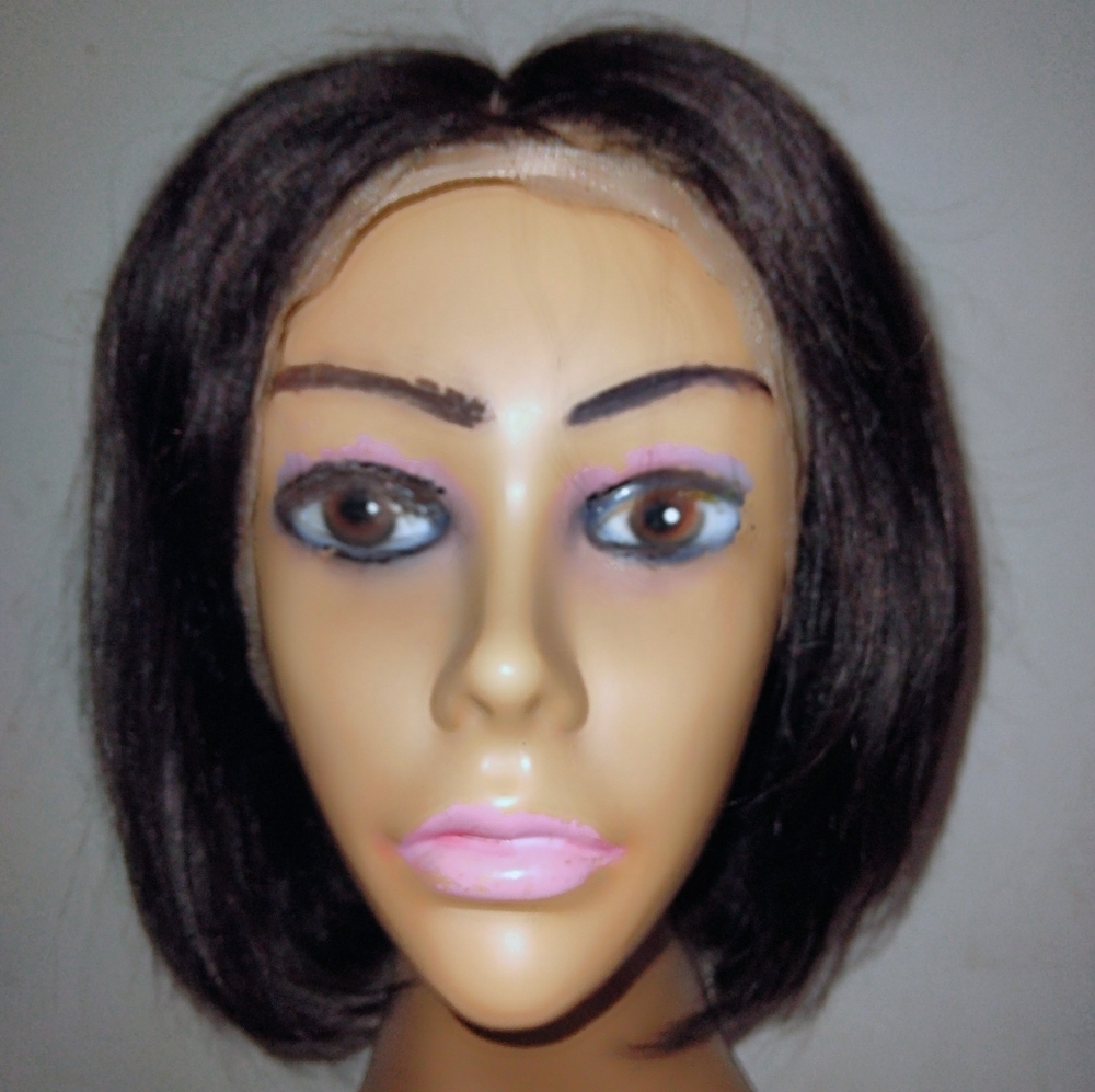 8" #1b Brazilian Straight 13x4 Lace Front 150% Density Wig